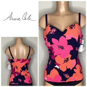 New. Anne Cole floral underwire tankini top. 40D. Retails $69